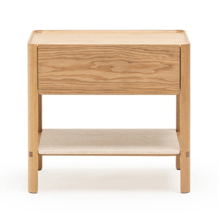Tye Nightstand, Light Oak, Travertine, 23.6"W × 17.7"D × 21.7"H