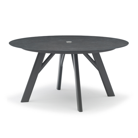 Yes Anthracite Aluminum Round Dining Table, Grey, 59" Dia