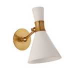 Liam Small Articulating Sconce, Hand-Rubbed Antique Brass/Matte White