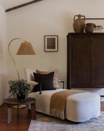 Dume Large Arched Floor Lamp, Hand-Rubbed Antique Brass