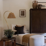 Dume Large Arched Floor Lamp, Hand-Rubbed Antique Brass