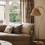 Dume Large Arched Floor Lamp, Hand-Rubbed Antique Brass