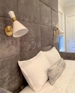 Liam Small Articulating Sconce, Hand-Rubbed Antique Brass/Matte White