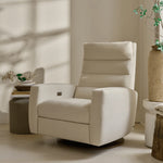 Lanier Leather Comfort Air Chair & Ottoman, Bison White/Walnut, 2 Sizes