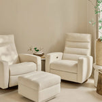 Lanier Leather Comfort Air Chair & Ottoman, Bison White/Walnut, 2 Sizes