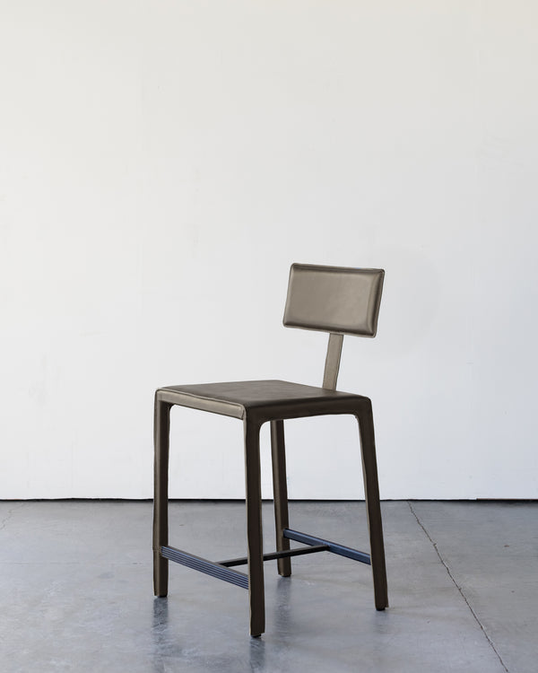 Cato Top Grain Leather Counter Stool, Flint