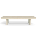 Victoria Coffee Table - Aluminum Bone/Travertine Natural, 63"W x 35.4"D