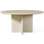 Victoria Round Dining Table - Aluminum Bone/Travertine, 60"Dia