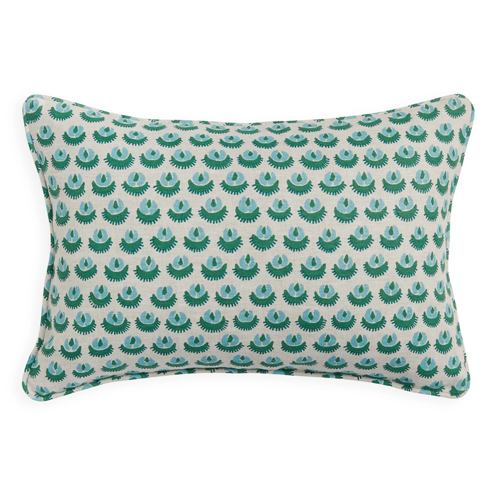 Cadiz Emerald Linen Cushion, 12" x 18"