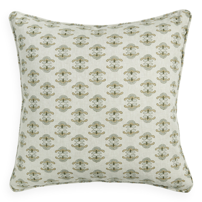 Fiore Khaki Linen Cushion, 22" x 22"