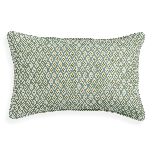 Orvietto Celadon Moss Linen Cushion, 14" x 22"