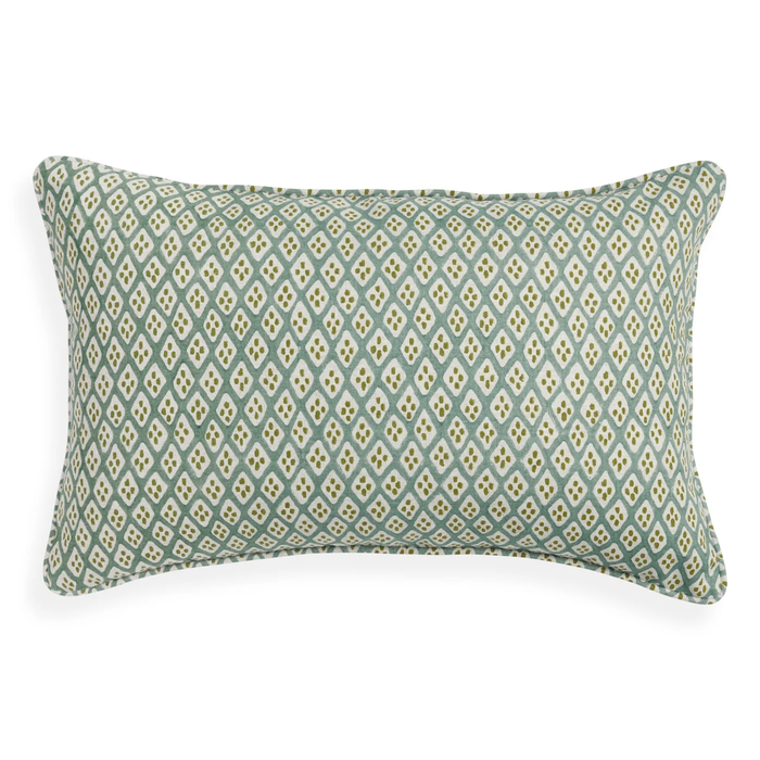 Orvietto Celadon Moss Linen Cushion, 14" x 22"