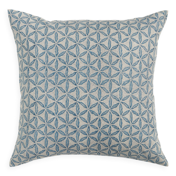 Osaka Azure Linen Cushion, 22" x 22"