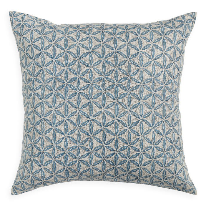 Osaka Azure Linen Cushion, 22" x 22"