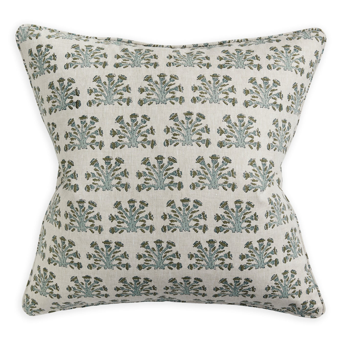 Samode Slate Linen Cushion, 22" x 22"