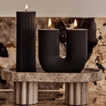 Wide Column Pillar Candle, Black