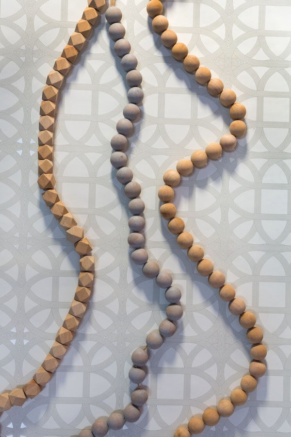Wood Bead Garland, Gray, 72"