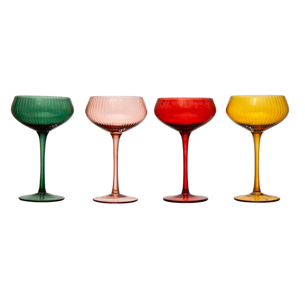 8oz Stemmed Champagne Coupes, 4 Colours