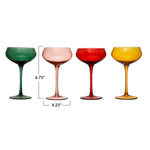 8oz Stemmed Champagne Coupes, 4 Colours