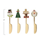 5"L Canape Knife w/ Enameled Holiday Icon Handle, S/4