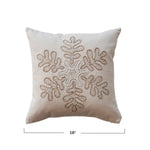 Cotton Canvas Pillow w/ Embroidered Snowflake & Beads, 18" x 18"