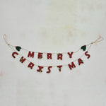 Wool Felt Garland w/Holly Berries & Merry Christmas, 30"L