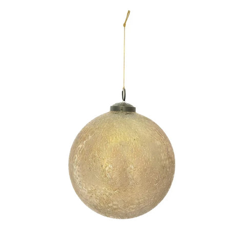 Recycled Seeded Glass Ball Ornament, Antique Gold Finish, 4"