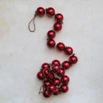 Recycled Glass Ball Ornament 6' Garland on Jute String, Red