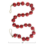 Recycled Glass Ball Ornament 6' Garland on Jute String, Red