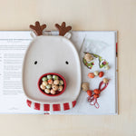 Stoneware Reindeer Shaped Platter w/Dish