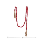 Paulownia Wood Bead 6' Garland w/ Jute Tassels, Red