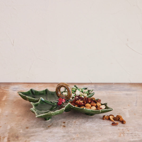 Ceramic Holly Leaf Dish