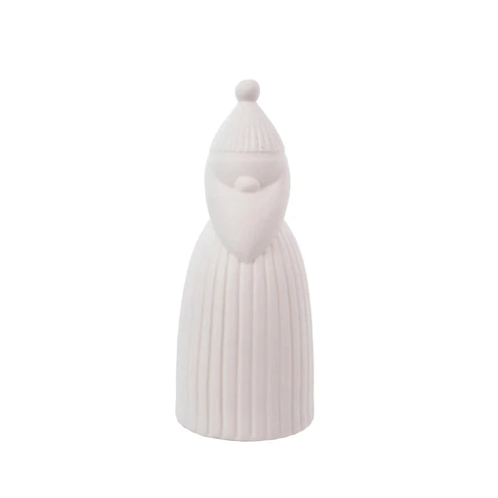 Stoneware Bisque Santa Shaped LED Light, White