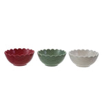 4.5" Round Stoneware Scalloped Bowls, 3 Colors