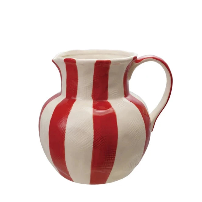 3.5 Quart Stoneware Striped Pitcher