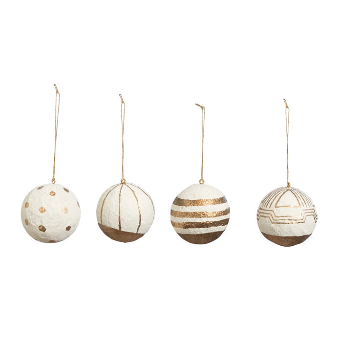 Paper Mache Ball Ornament, 4 Styles