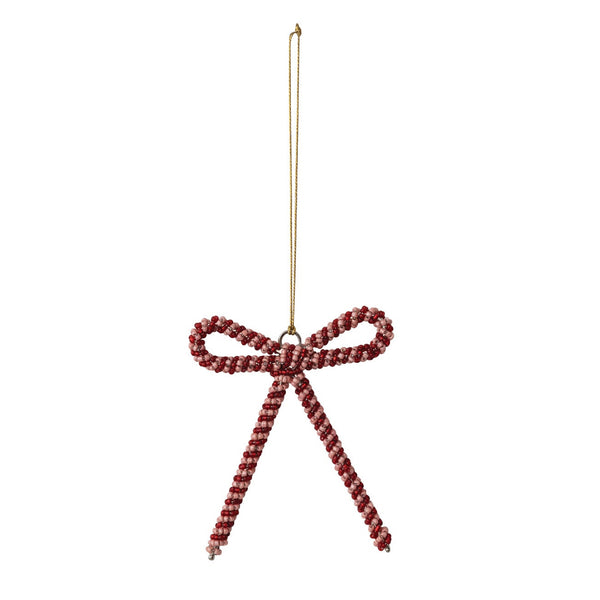 Glass Beaded Metal Bow Ornament