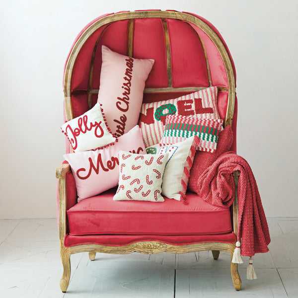 Noel Wreath Tufted Lumbar Pillow, 16" x 24"