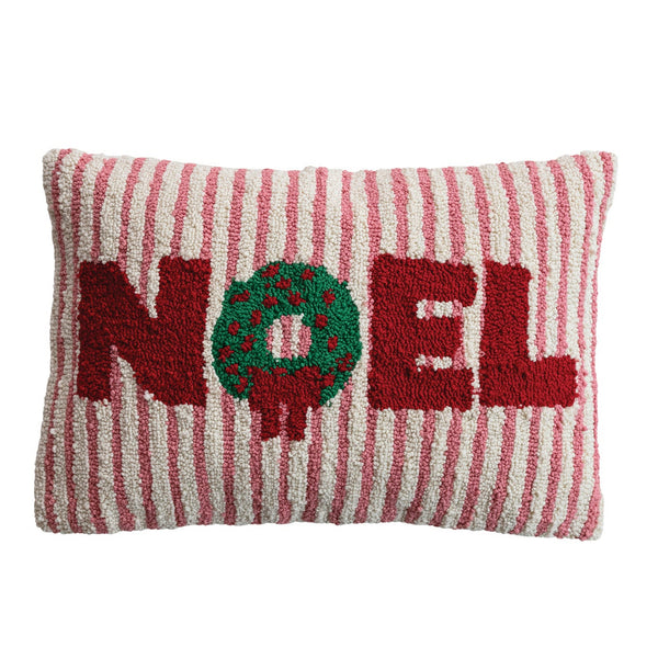 Noel Wreath Tufted Lumbar Pillow, 16" x 24"