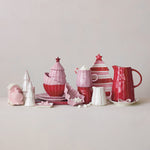 2 Qt Hand-Painted Stoneware Striped Pitcher