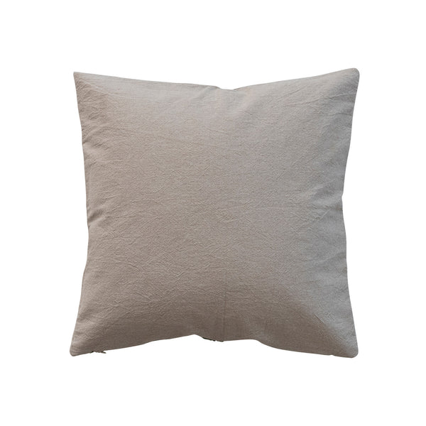 Cotton Pillow with Embroidered Festive Elements, 18" x 18"