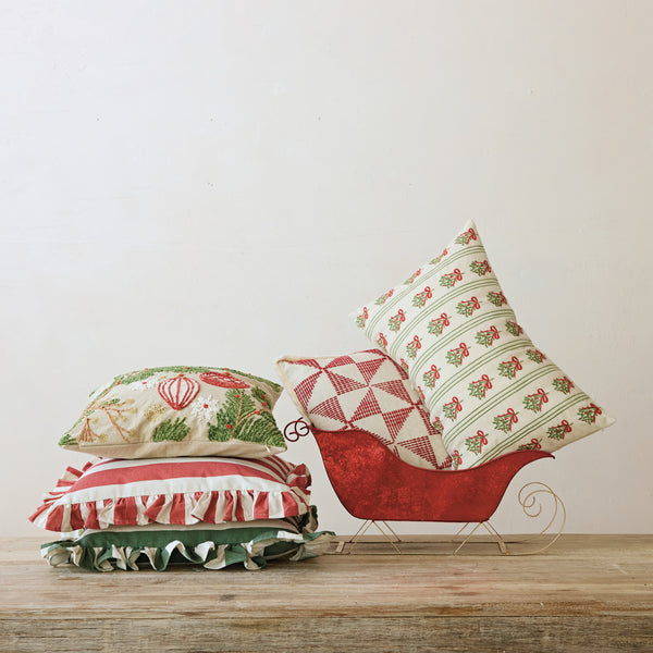 Striped Ruffle Pillow, 18" x 18"