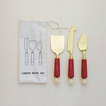 Cheese Knives with Marbled Resin Handles, S/3
