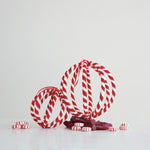 Wire Fabric Wrapped Striped Ball Ornament, 4"