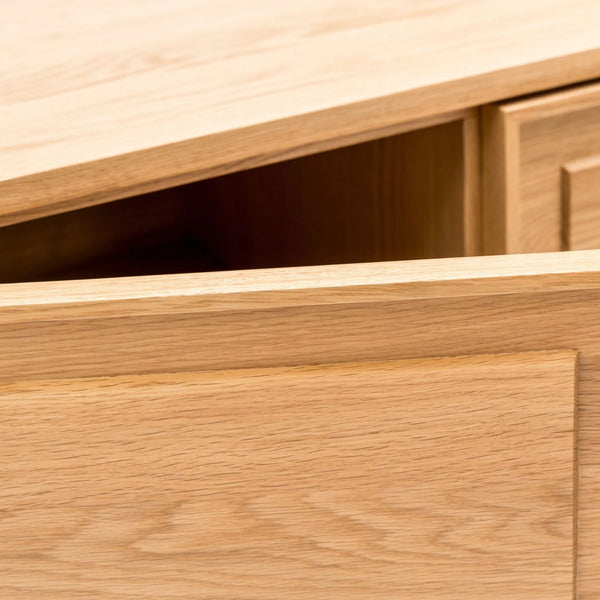 Yorke Media Cabinet, Light Oak, 78.75" W × 17.75" D × 28" H