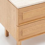 Yorke Nightstand, Light Oak with Travertine Top, 23.6"W