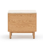Yorke Nightstand, Light Oak with Travertine Top, 23.6"W