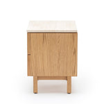 Yorke Nightstand, Light Oak with Travertine Top, 23.6"W