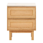 Yorke Nightstand, Light Oak with Travertine Top, 17.7"W