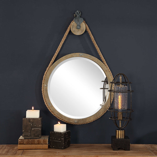 Melton Round Mirror, 25"W x 4"D x 37"H